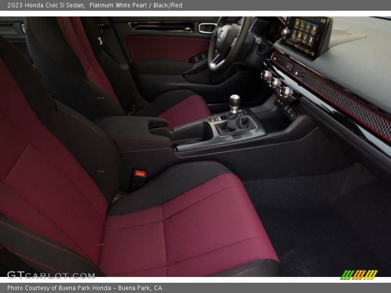 Platinum White Pearl / Black/Red 2023 Honda Civic Si Sedan