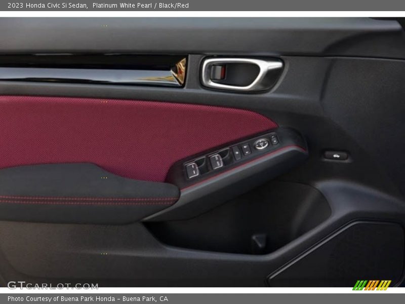 Platinum White Pearl / Black/Red 2023 Honda Civic Si Sedan