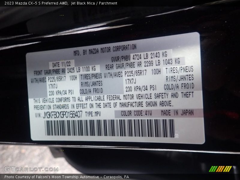 Jet Black Mica / Parchment 2023 Mazda CX-5 S Preferred AWD