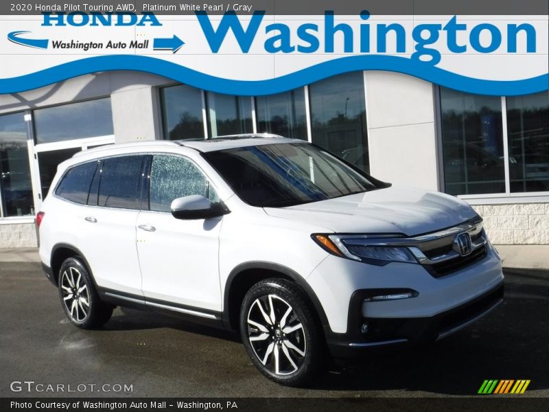 Platinum White Pearl / Gray 2020 Honda Pilot Touring AWD