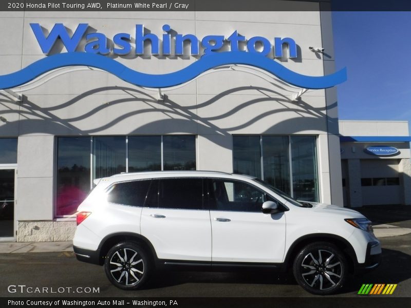 Platinum White Pearl / Gray 2020 Honda Pilot Touring AWD