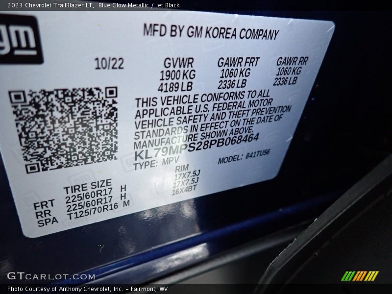 Blue Glow Metallic / Jet Black 2023 Chevrolet TrailBlazer LT