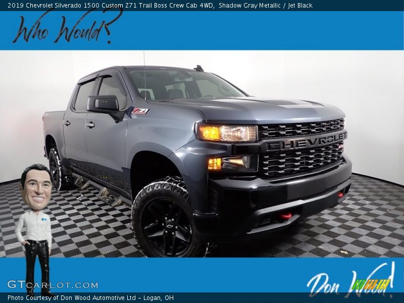 Shadow Gray Metallic / Jet Black 2019 Chevrolet Silverado 1500 Custom Z71 Trail Boss Crew Cab 4WD
