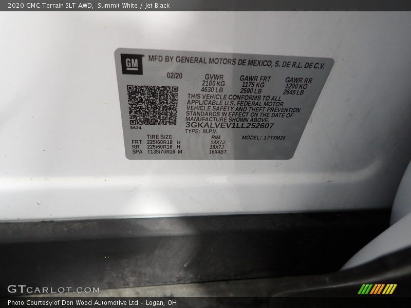 Summit White / Jet Black 2020 GMC Terrain SLT AWD