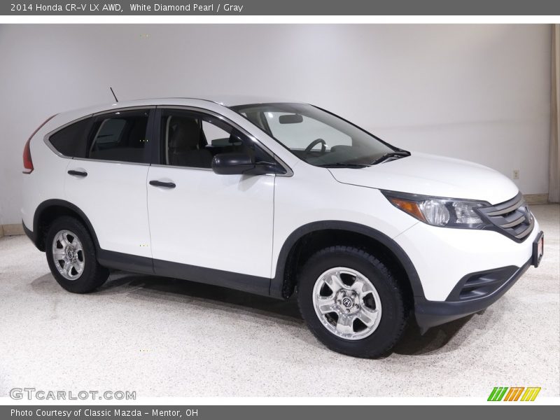 White Diamond Pearl / Gray 2014 Honda CR-V LX AWD