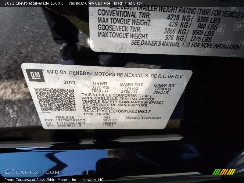 Black / Jet Black 2021 Chevrolet Silverado 1500 LT Trail Boss Crew Cab 4x4