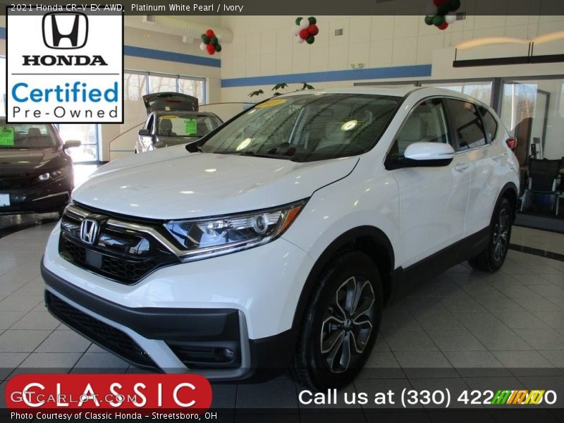 Platinum White Pearl / Ivory 2021 Honda CR-V EX AWD