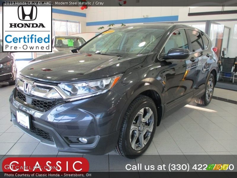 Modern Steel Metallic / Gray 2019 Honda CR-V EX AWD