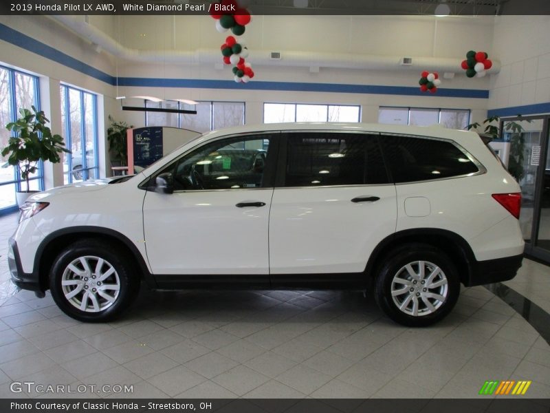 White Diamond Pearl / Black 2019 Honda Pilot LX AWD