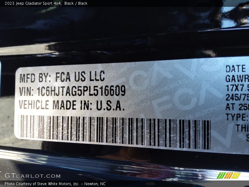 Black / Black 2023 Jeep Gladiator Sport 4x4