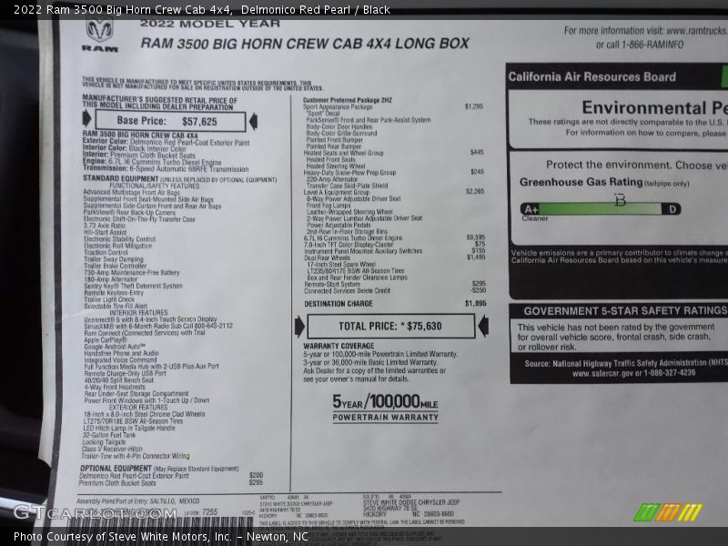 Delmonico Red Pearl / Black 2022 Ram 3500 Big Horn Crew Cab 4x4