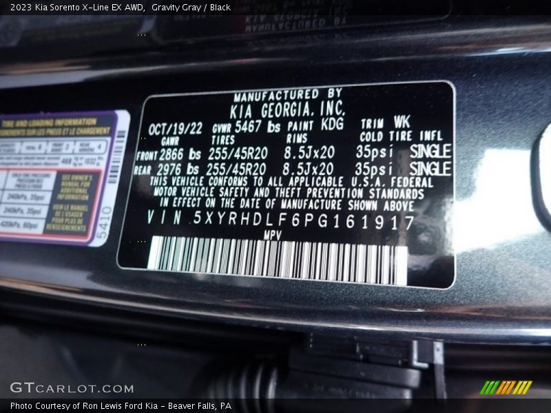 2023 Sorento X-Line EX AWD Gravity Gray Color Code KDG