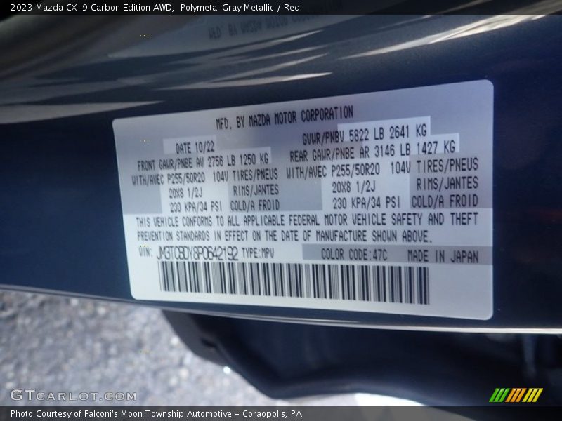 2023 CX-9 Carbon Edition AWD Polymetal Gray Metallic Color Code 47C