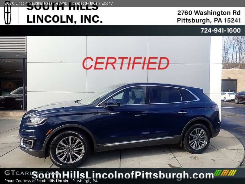 Rhapsody Blue / Ebony 2020 Lincoln Nautilus Reserve AWD