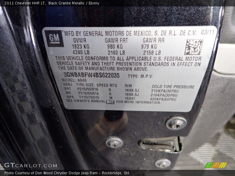 Black Granite Metallic / Ebony 2011 Chevrolet HHR LT