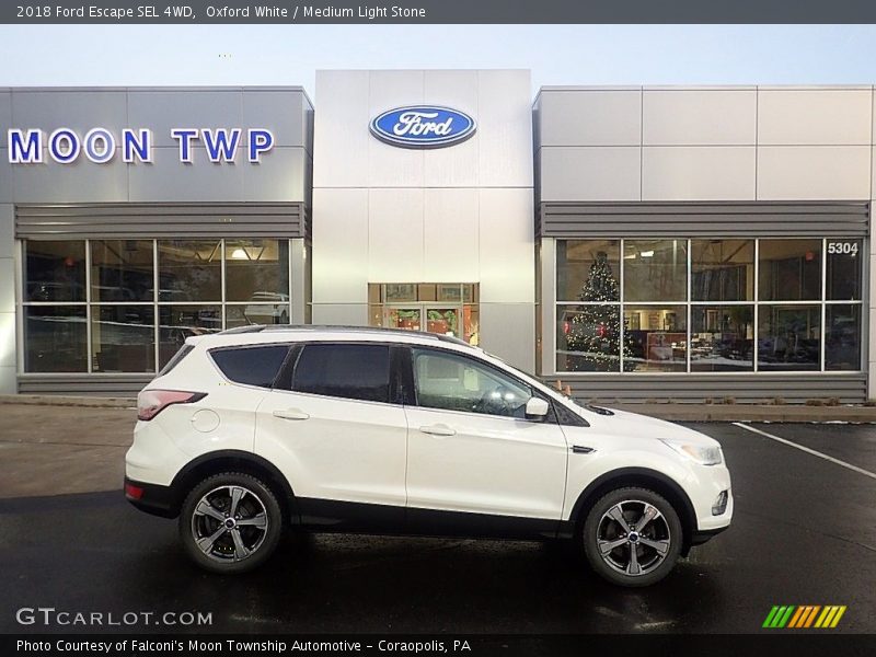 Oxford White / Medium Light Stone 2018 Ford Escape SEL 4WD