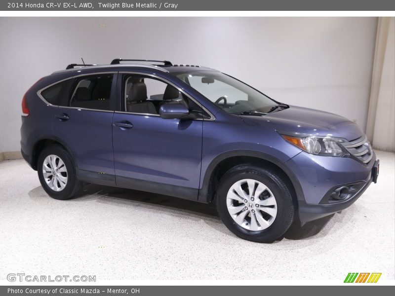 Twilight Blue Metallic / Gray 2014 Honda CR-V EX-L AWD