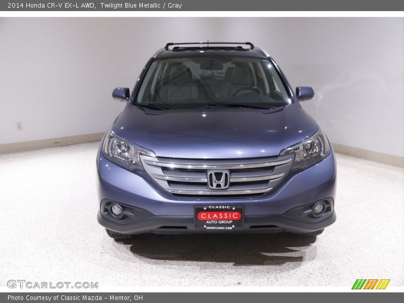 Twilight Blue Metallic / Gray 2014 Honda CR-V EX-L AWD