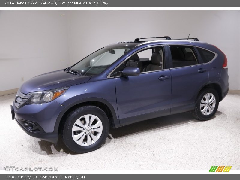 Twilight Blue Metallic / Gray 2014 Honda CR-V EX-L AWD