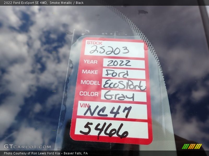Smoke Metallic / Black 2022 Ford EcoSport SE 4WD