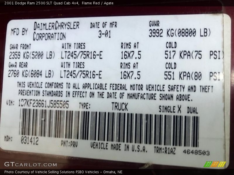 Flame Red / Agate 2001 Dodge Ram 2500 SLT Quad Cab 4x4