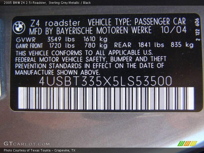 Sterling Grey Metallic / Black 2005 BMW Z4 2.5i Roadster