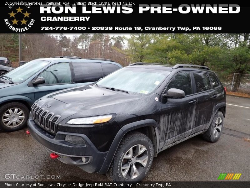 Brilliant Black Crystal Pearl / Black 2016 Jeep Cherokee Trailhawk 4x4