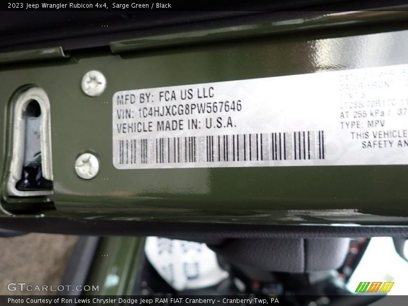 Sarge Green / Black 2023 Jeep Wrangler Rubicon 4x4