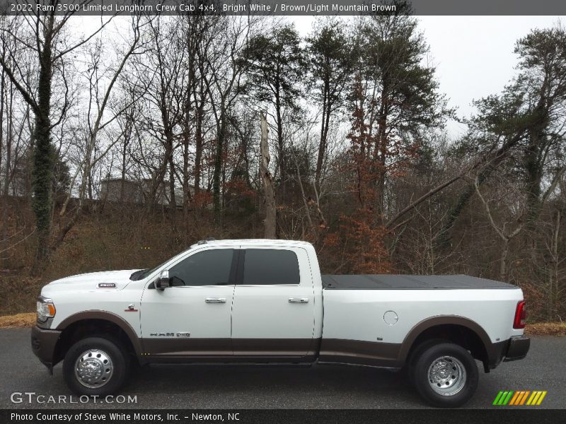 Bright White / Brown/Light Mountain Brown 2022 Ram 3500 Limited Longhorn Crew Cab 4x4