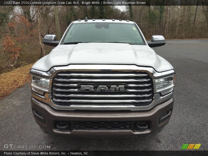 Bright White / Brown/Light Mountain Brown 2022 Ram 3500 Limited Longhorn Crew Cab 4x4