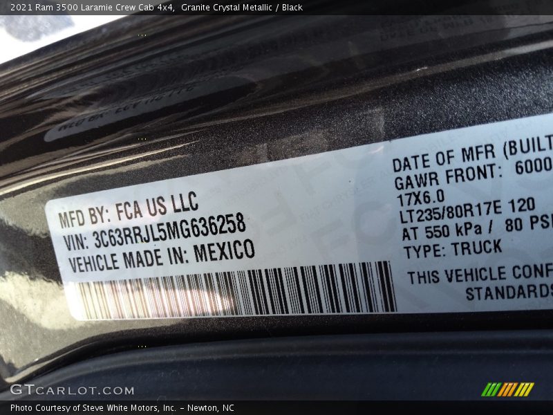 Granite Crystal Metallic / Black 2021 Ram 3500 Laramie Crew Cab 4x4