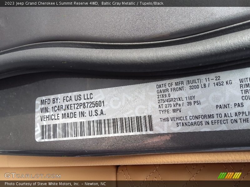 2023 Grand Cherokee L Summit Reserve 4WD Baltic Gray Metallic Color Code PAS