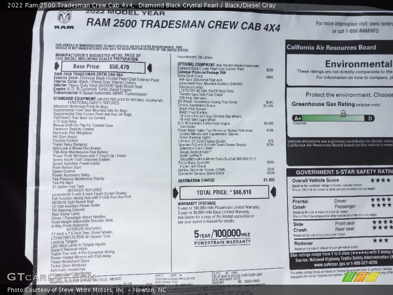 Diamond Black Crystal Pearl / Black/Diesel Gray 2022 Ram 2500 Tradesman Crew Cab 4x4