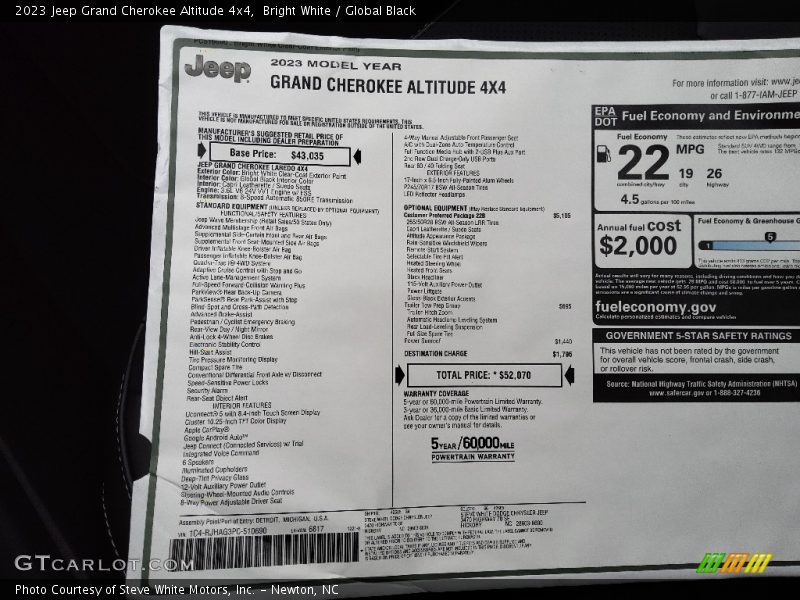 Bright White / Global Black 2023 Jeep Grand Cherokee Altitude 4x4