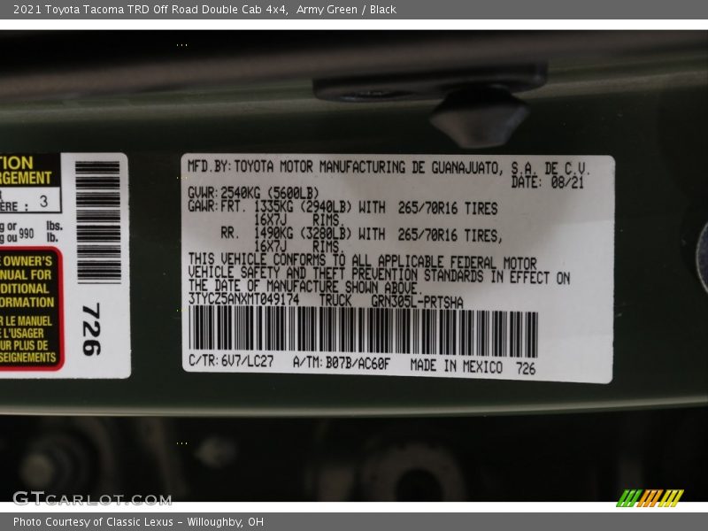 Army Green / Black 2021 Toyota Tacoma TRD Off Road Double Cab 4x4