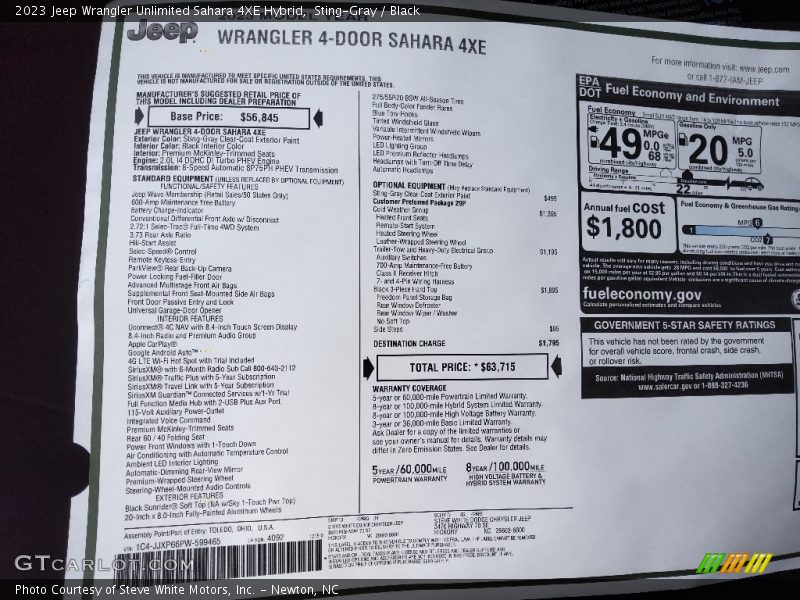 Sting-Gray / Black 2023 Jeep Wrangler Unlimited Sahara 4XE Hybrid