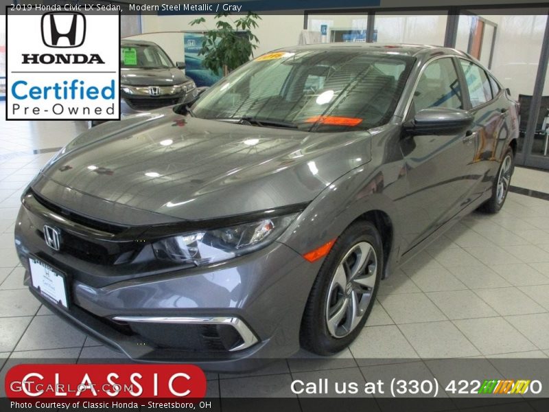 Modern Steel Metallic / Gray 2019 Honda Civic LX Sedan