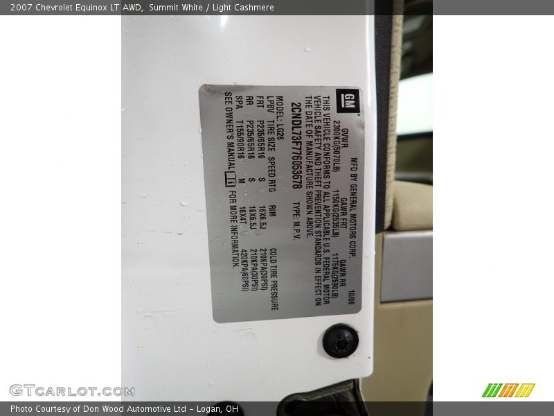 Summit White / Light Cashmere 2007 Chevrolet Equinox LT AWD
