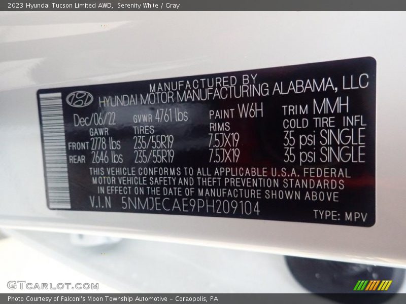 Serenity White / Gray 2023 Hyundai Tucson Limited AWD