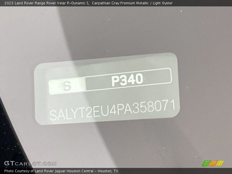 Carpathian Gray Premium Metallic / Light Oyster 2023 Land Rover Range Rover Velar R-Dynamic S