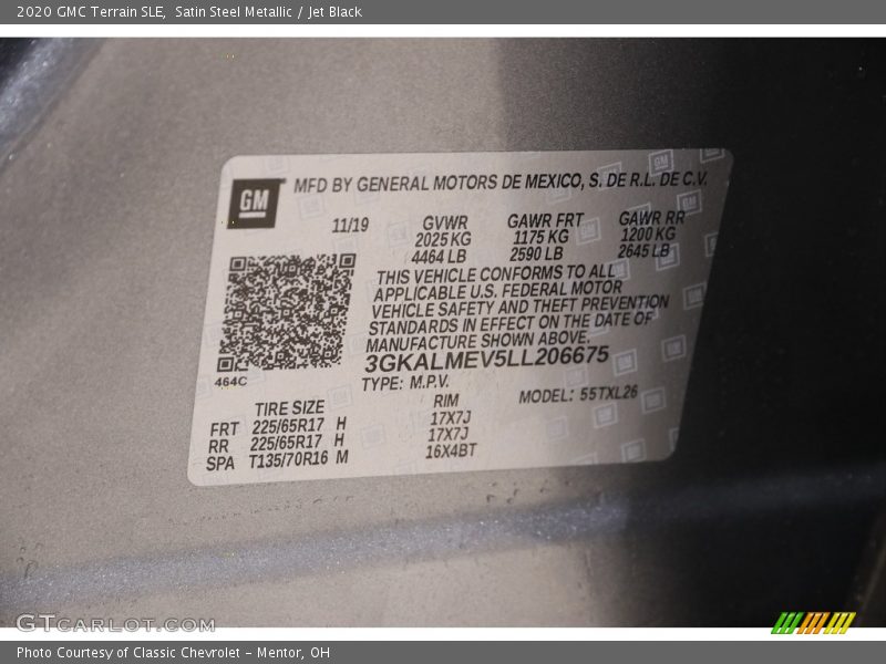 Satin Steel Metallic / Jet Black 2020 GMC Terrain SLE