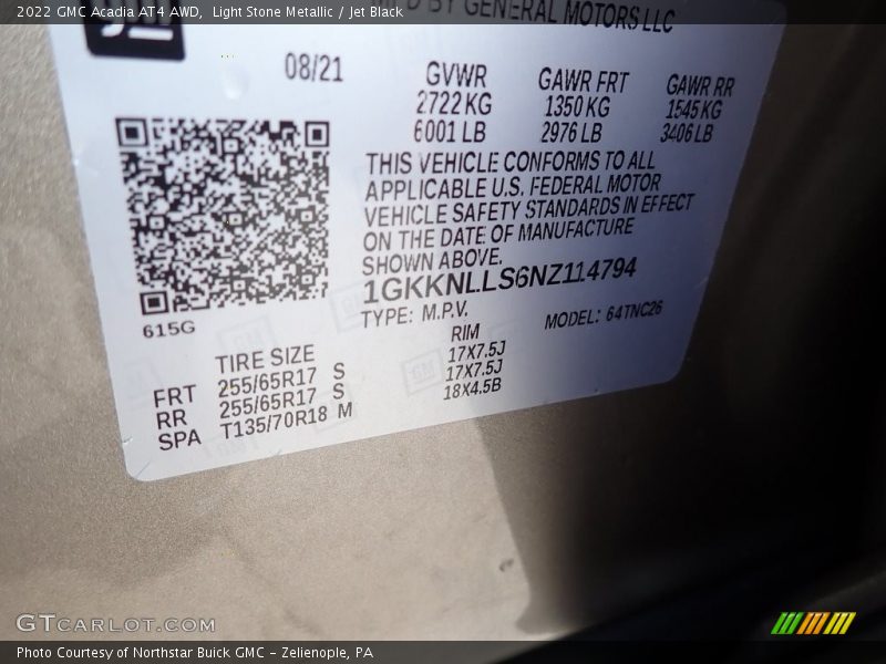 Light Stone Metallic / Jet Black 2022 GMC Acadia AT4 AWD
