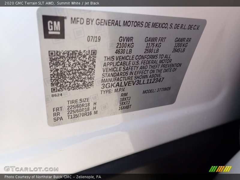 Summit White / Jet Black 2020 GMC Terrain SLT AWD