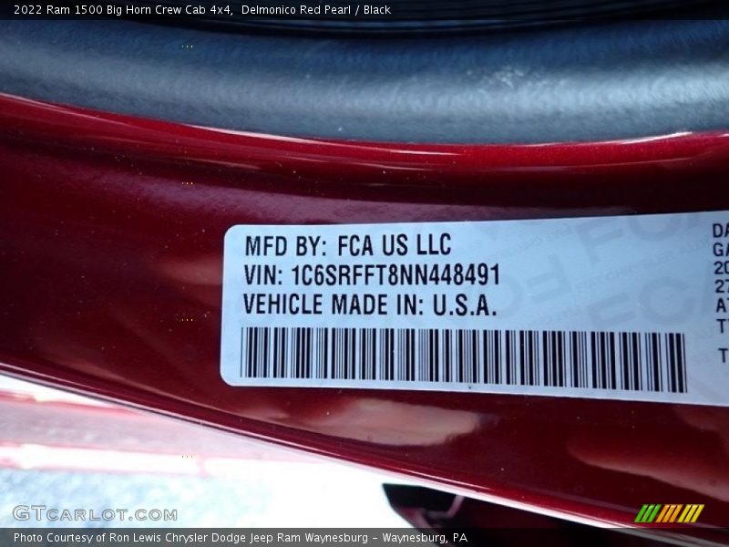Delmonico Red Pearl / Black 2022 Ram 1500 Big Horn Crew Cab 4x4