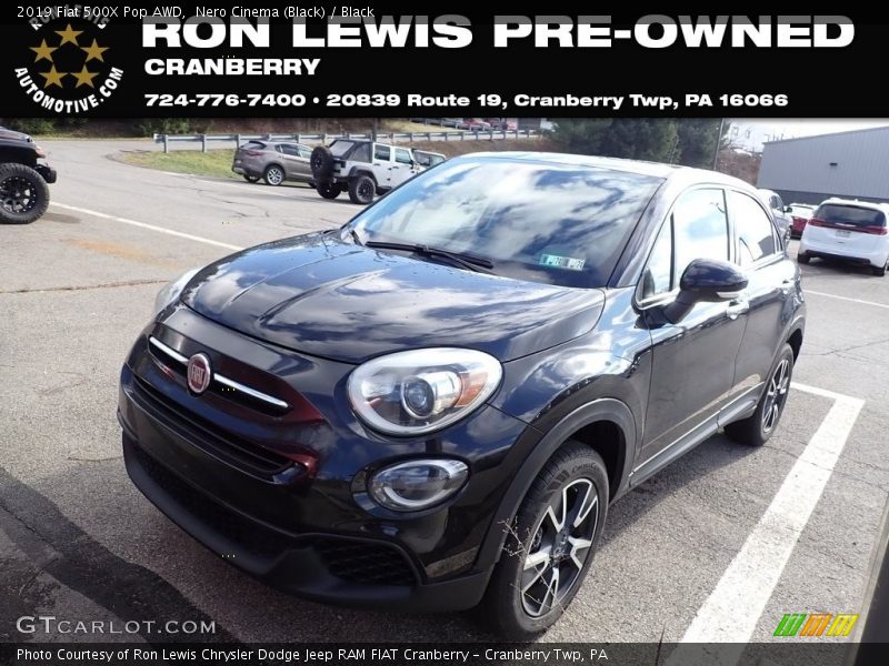 Nero Cinema (Black) / Black 2019 Fiat 500X Pop AWD
