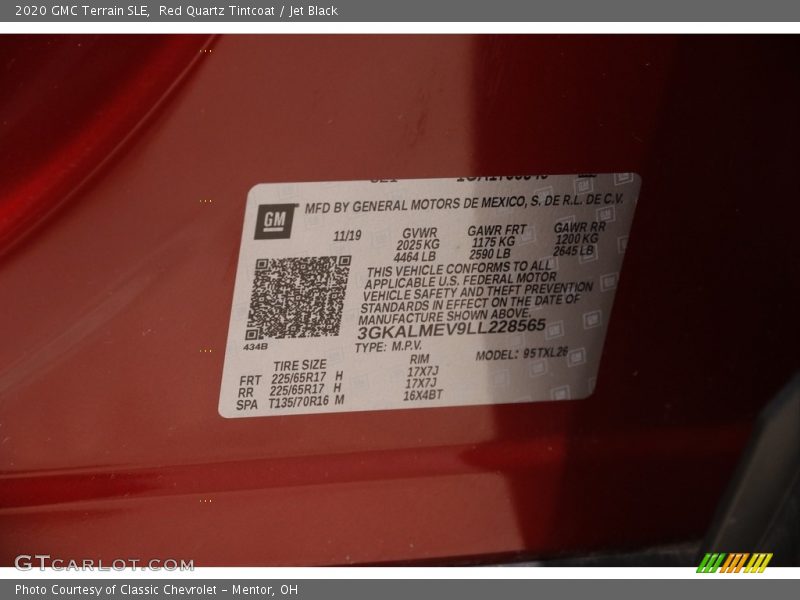 Red Quartz Tintcoat / Jet Black 2020 GMC Terrain SLE
