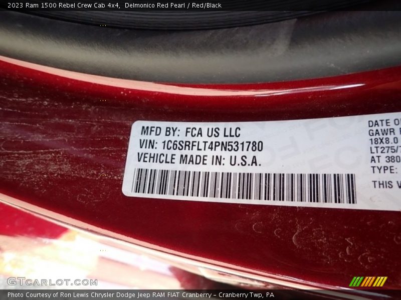 Delmonico Red Pearl / Red/Black 2023 Ram 1500 Rebel Crew Cab 4x4