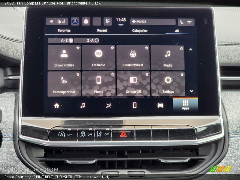 Controls of 2022 Compass Latitude 4x4