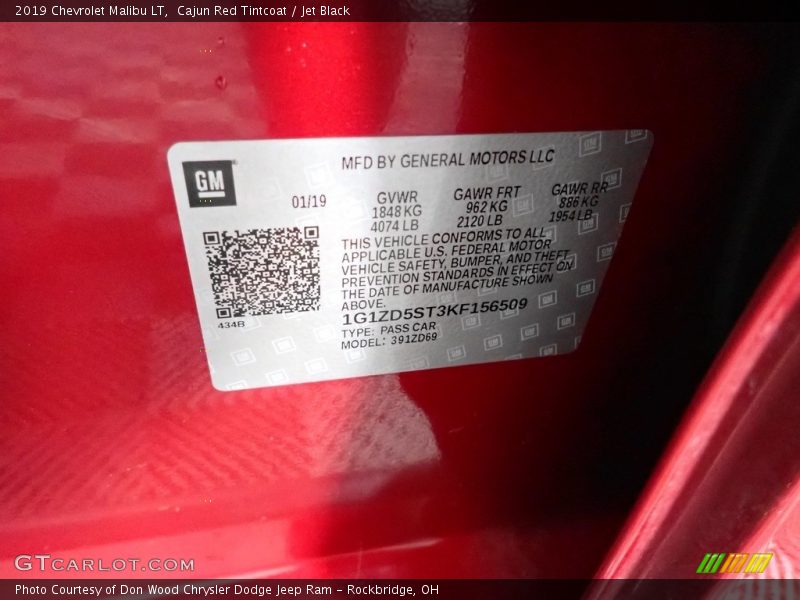 Cajun Red Tintcoat / Jet Black 2019 Chevrolet Malibu LT