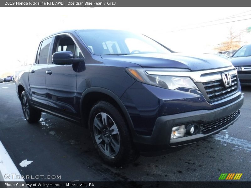 Obsidian Blue Pearl / Gray 2019 Honda Ridgeline RTL AWD